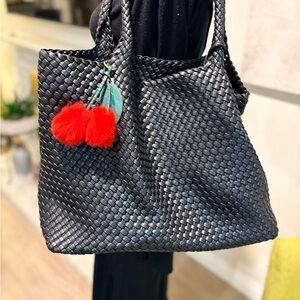 Elegant Black Woven Tote Bag
